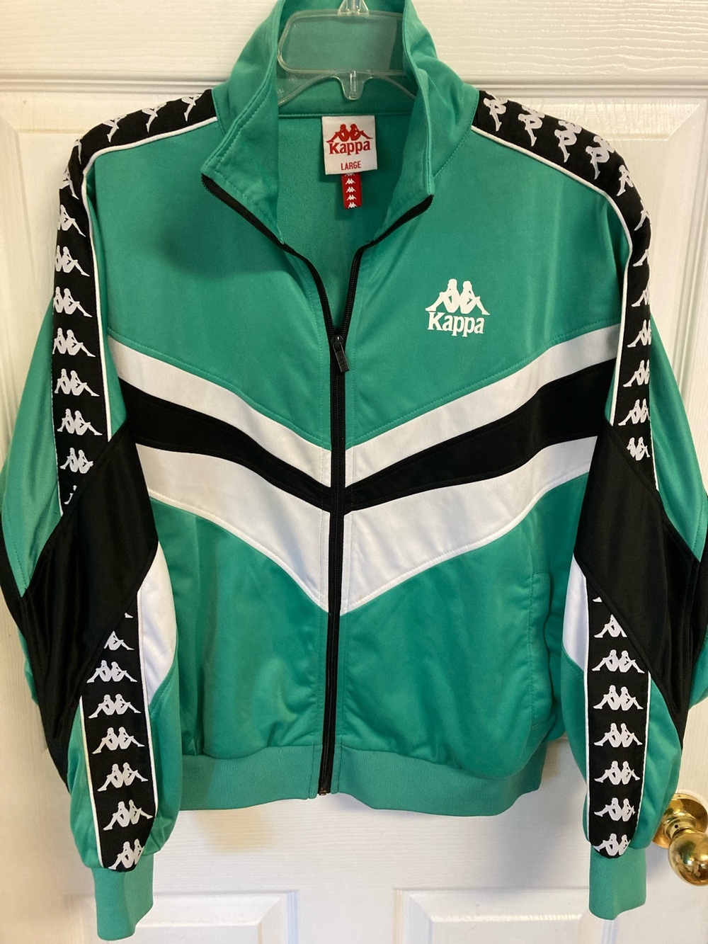 Kappa Green Black White Retro Zip-Up Track Jacket
